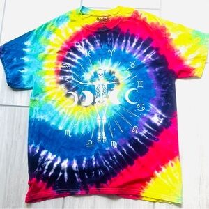 NWT New.Spencer’s Tie Dye Skeleton Horoscope Tee Size L